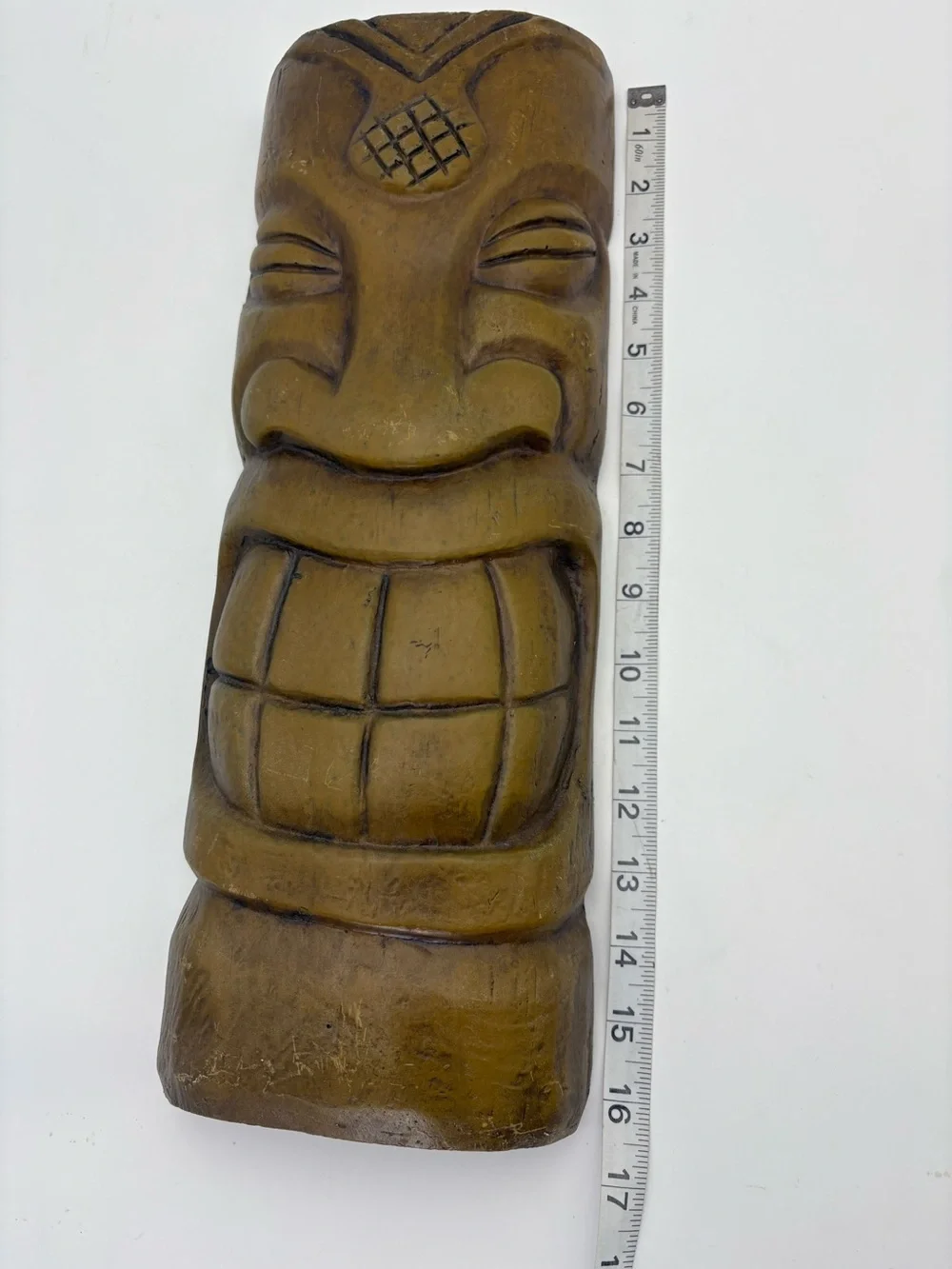 Vintage Heavy Tiki Face Wall Art - Brown